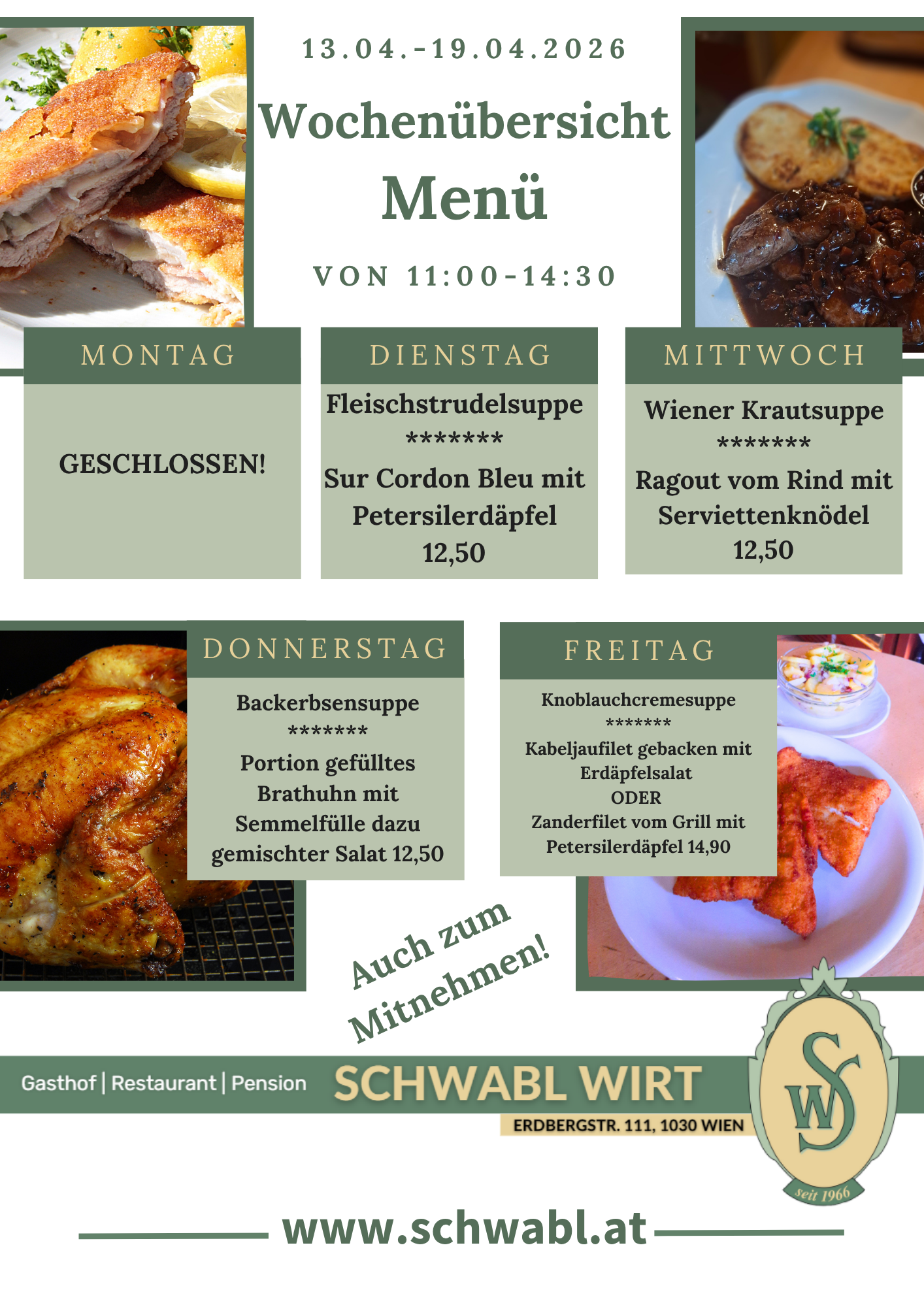 Wochenübersicht Menü beim Schwabl Wirt Wochenübersicht Menü beim Schwabl Wirt